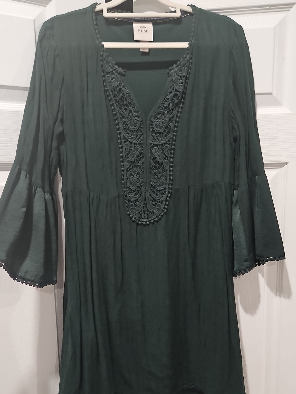 Deep Green Embroidered V-Neck Women's Tunic